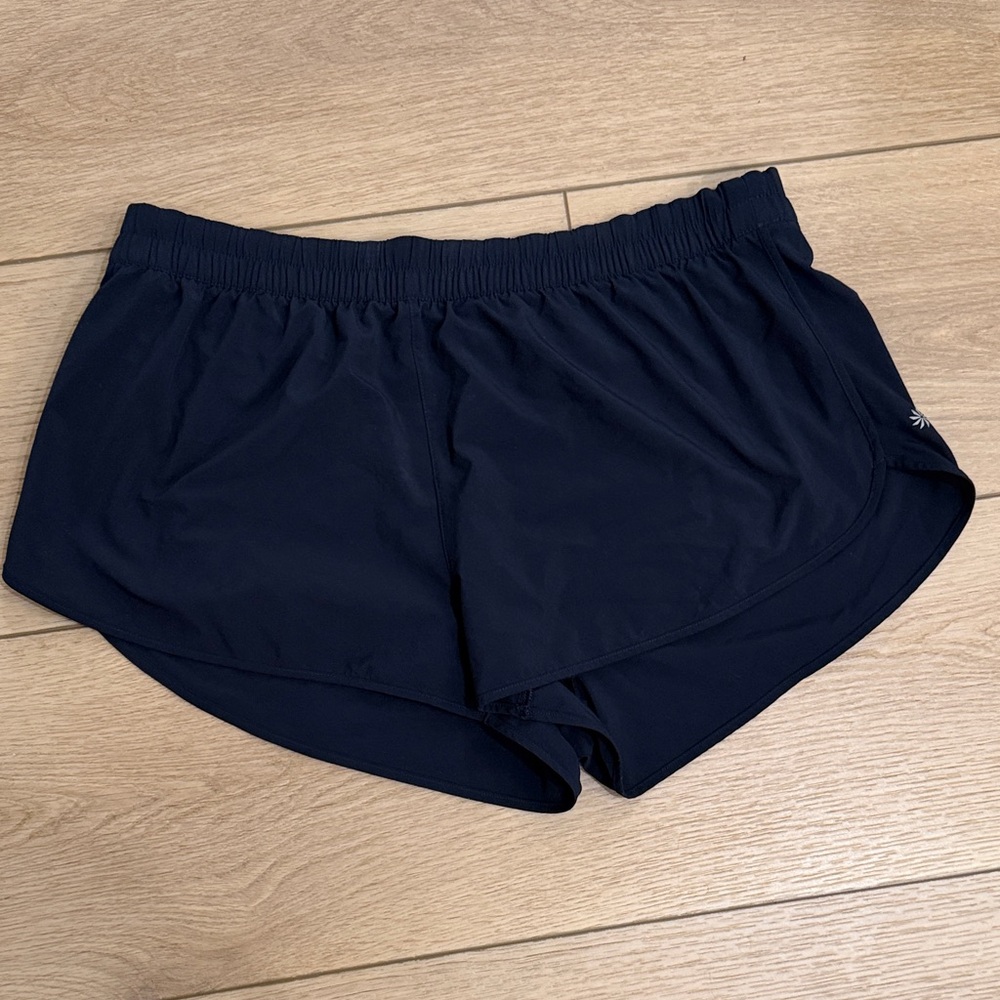 Athleta speedwork 2.5” run shorts navy worn once